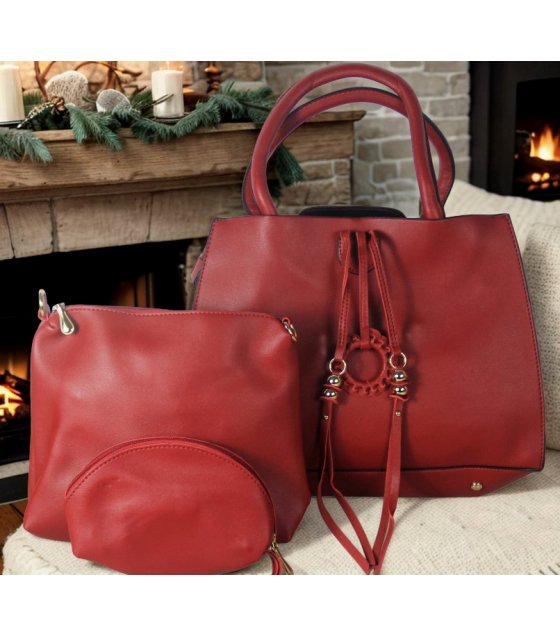 H1575 - Fashion Red 3pc Handbag Set